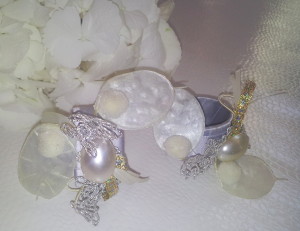 Serviettenringe grau-weiß / napkin rings grey-white