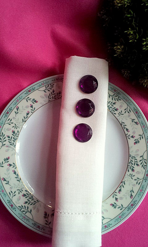 napkin decor purple rhinestones 2