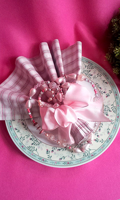 napkin decor box & heart of faux pearls