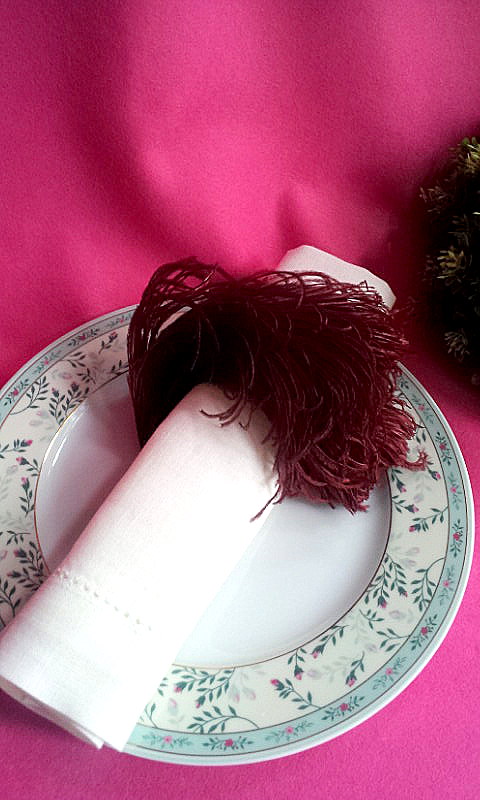 napkin decor vintage feathers
