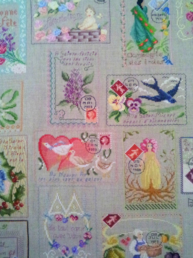 huge Sampler `Antique Postcards´ still in Progress (Detail 2) PIN BLOG